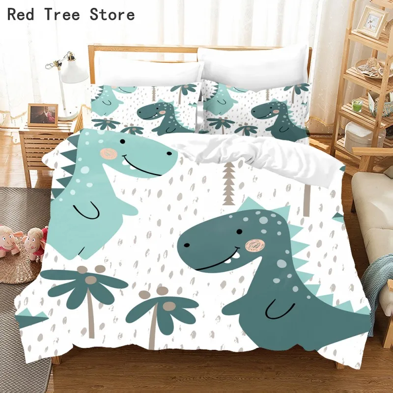 

Cartoon Dinosaur Tree 3d Print Bedding Set Twin Queen King Size Comforter Duvet Quilt Cover Pillowcase Suit Kids Boy Bedclothes