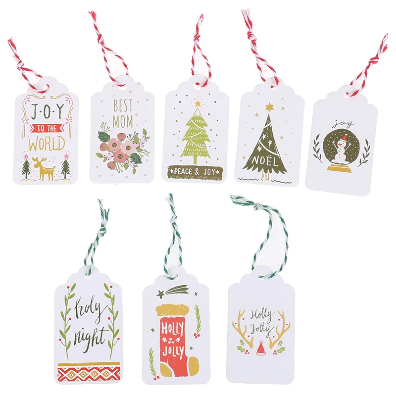 50pcs/lot Kraft Paper DIY Gift tag Labels Hang Tags Small Card with String Party Decor Christmas tree pendant | Дом и сад