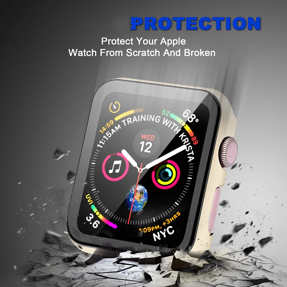Металлический чехол из закаленного стекла для apple watch 42 мм 38 мм 44 мм 40 мм чехол iWatch серии 5 4 3 2 1 рамка для часов защитный чехол