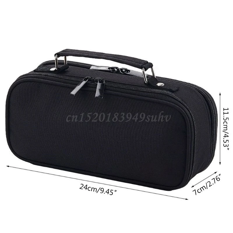 

OOTDTY Large Capacity Double Layer Pencil Case Canvas Portable Storage Bag Stationery