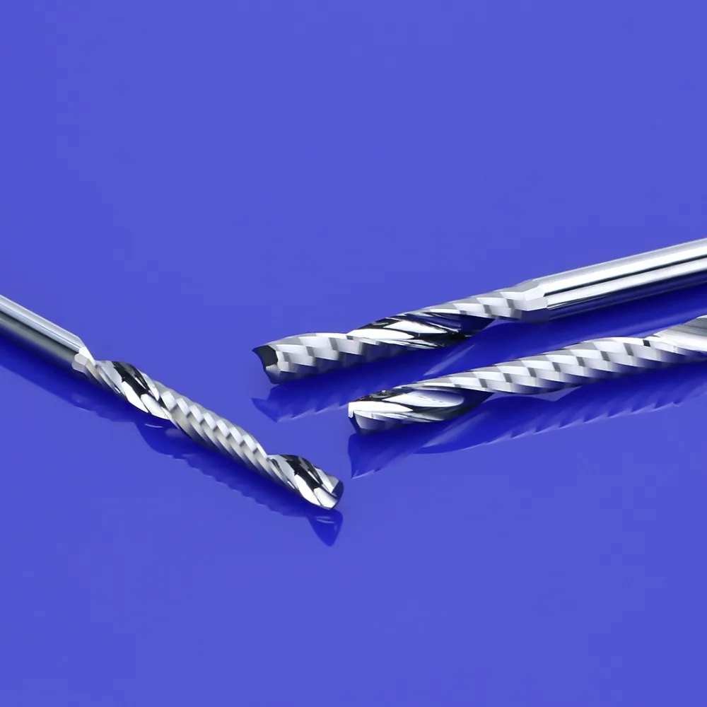 売る 80個4ミリメートルシングルフルートスパイラルカッターcncエンドミル超硬ルータービットアクリル塩ビ木材mdfフライスカッター