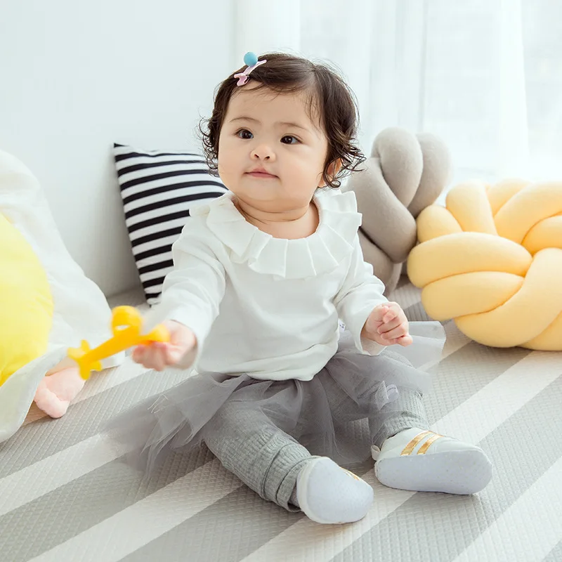 Хлопковая футболка с отложным воротником для маленьких девочек рубашки