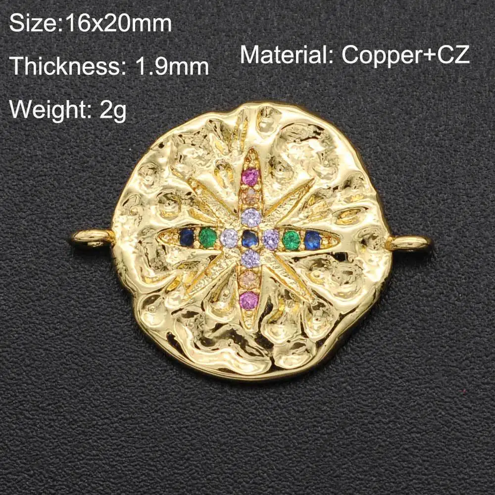 

Медная микро-инкрустированная циркониевая двойная круглая подвеска DIY браслет ожерелье соединительные аксессуары девственные солнце звезды