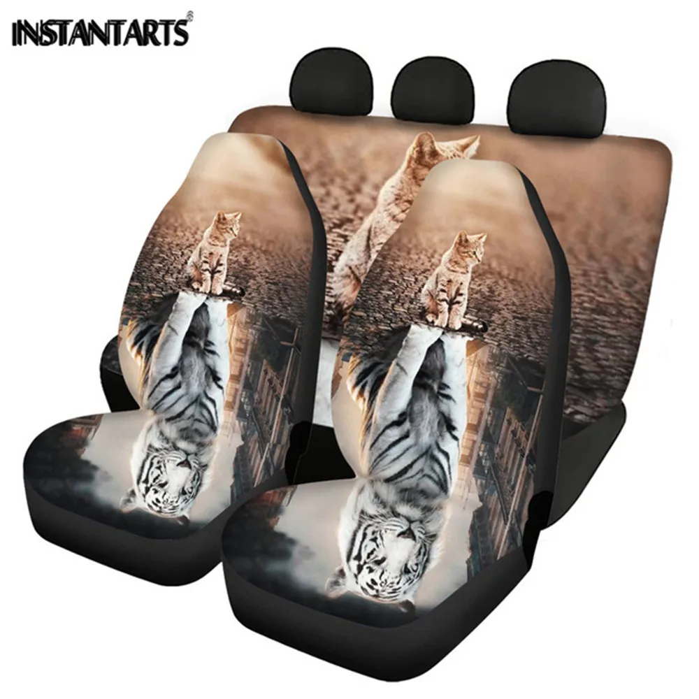 

INSTANTARTS 3D Animal Reflection Design Set of 5 Automobile Seats Protector Anti-Slip Vehicle Front and Back Seat Covers Set