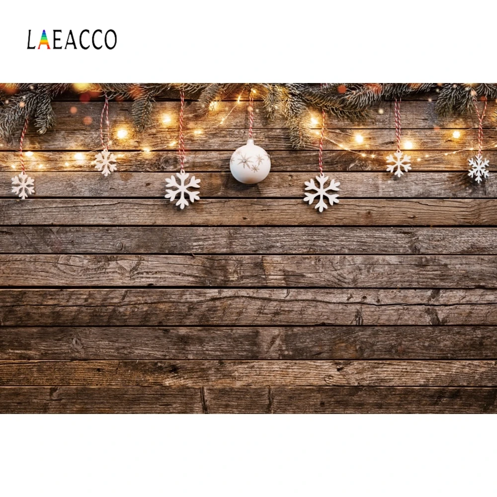 Laeacco деревянная доска Снежинка Рождество Свет Декор фотографии фоны на заказ