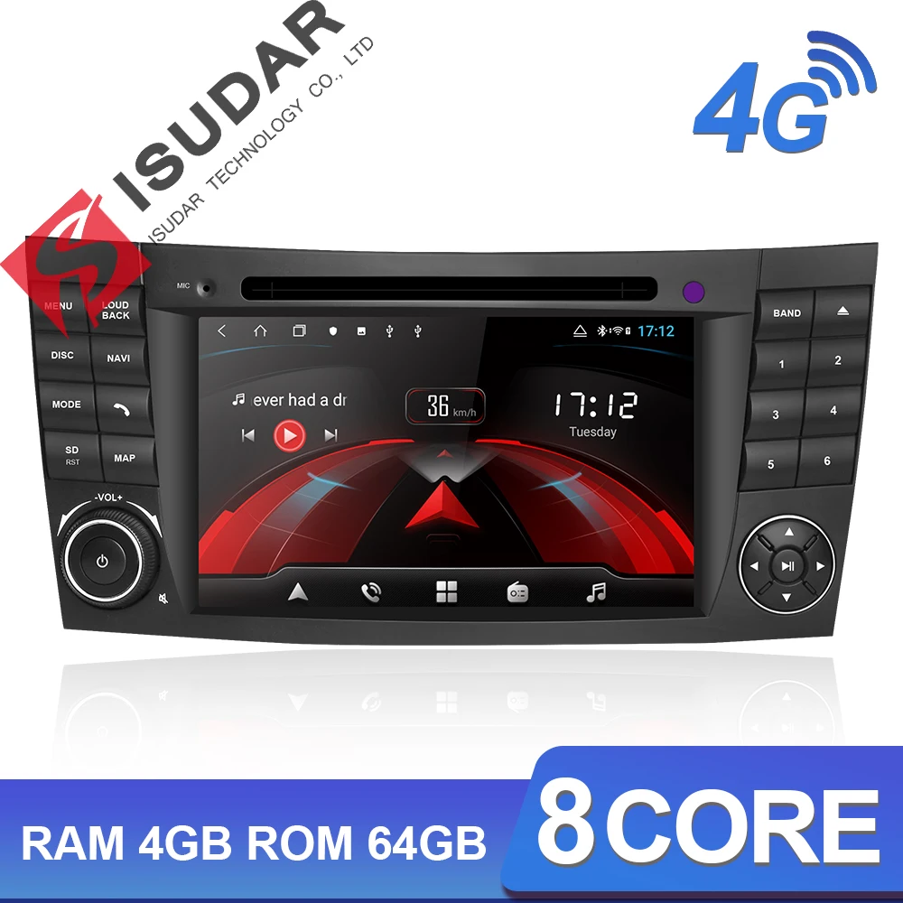 Isudar H53 4G Android 2 Din Авто радио для Mercedes/Benz/E-Class/W211 Автомобильный мультимедийный dvd-плеер gps 8 ядер ram 4 Гб rom 64 Гб DVR
