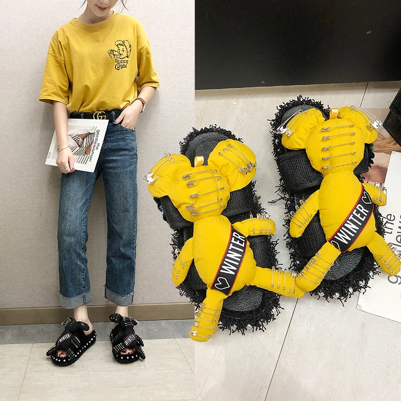 2020 Популярные летние женские тапочки забавные для девочек игрушечная кукла