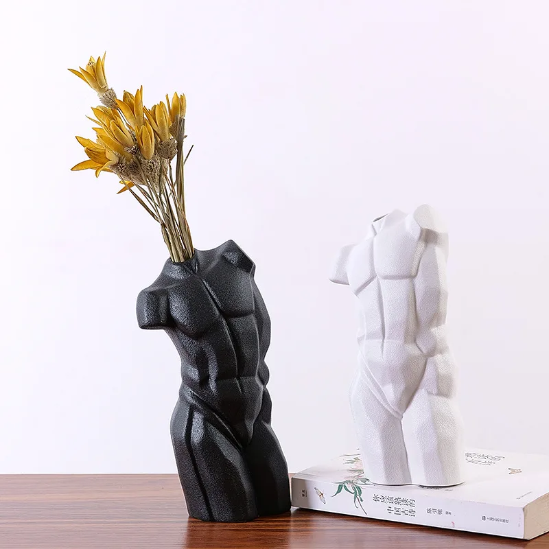 

Creative body art naked male ceramic vase modern simple Nordic abstract personality half-body living room flower ornaments