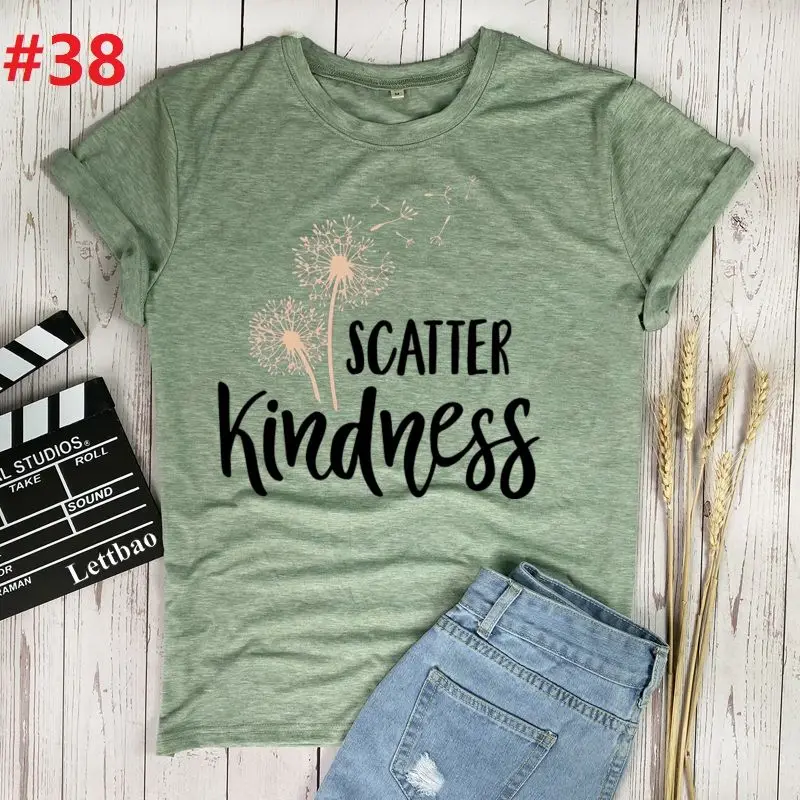 

Scatter Kindness Vintage T Shirt Harajuku New Fashion Summer Short sleeve Women T Shirt Clothing Female shirt Couples t-shirt