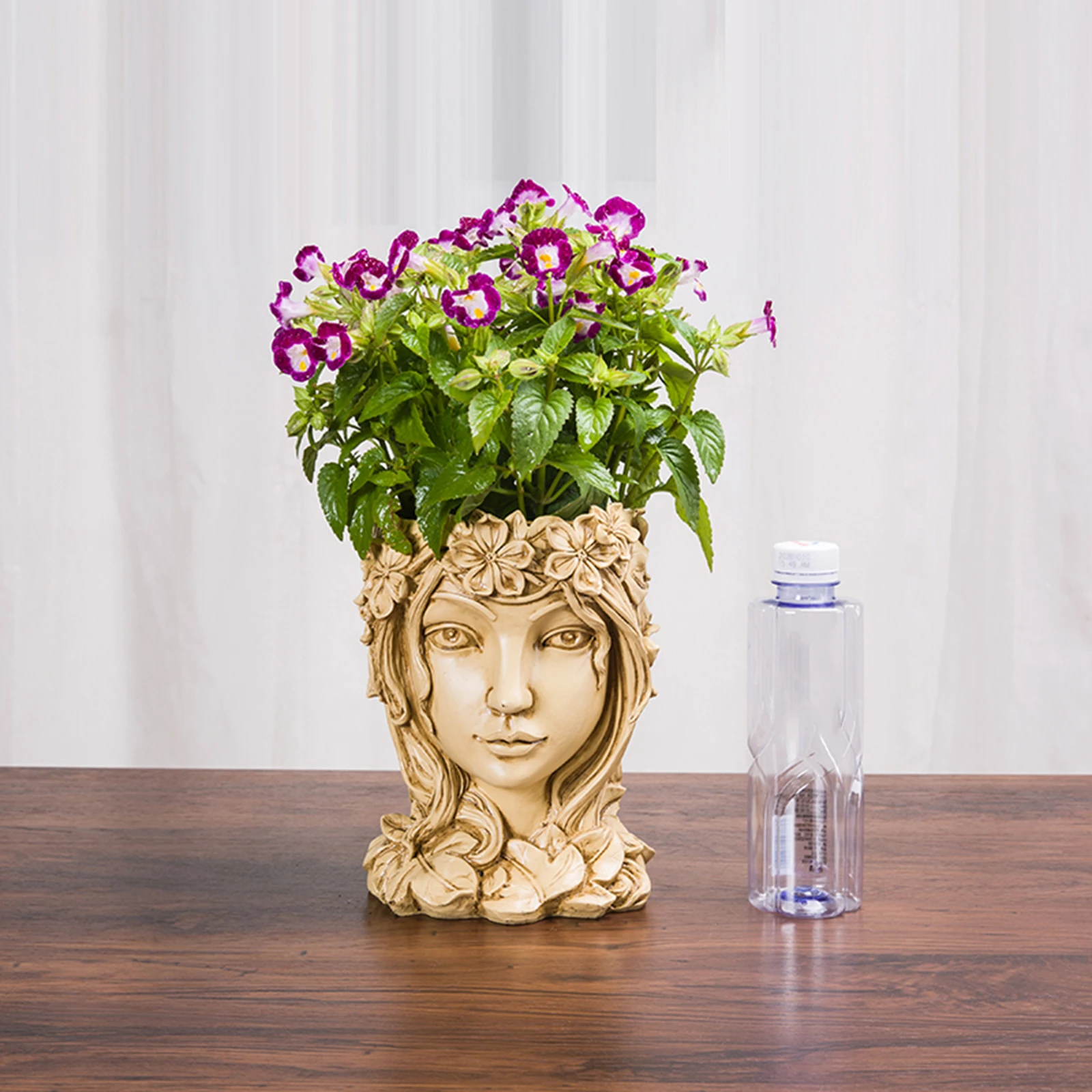 

Resin Flowerpot Goddess with Drainage Hole Female Head Statue Figurine Decoration