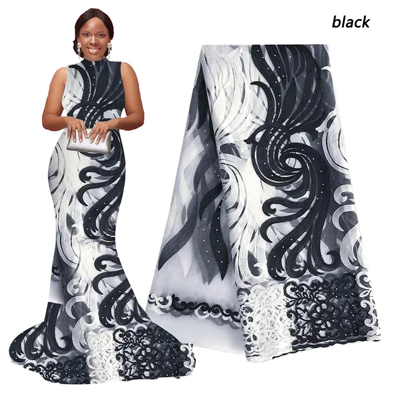 2020 африканская Кружевная Ткань 5 ярдов оранжевый желтый фиолетовый персик