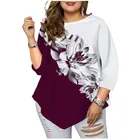 3XL 4XL 5XL женская рубашка больших размеров с цветочным принтом, модные повседневные топы с длинным рукавом, нестандартные свободные, свободная женская одежда, футболка