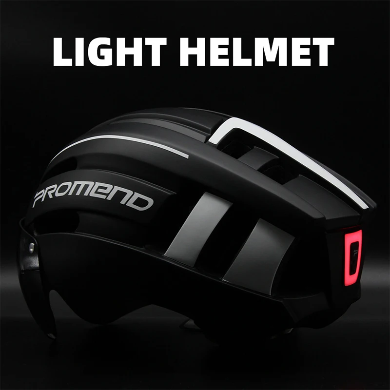 

Promend Bicycle Helmet LED Light Rechargeable Intergrally-molded Cycling Helmet Mountain Road Bike Helmet Sport Safe Hat For Man