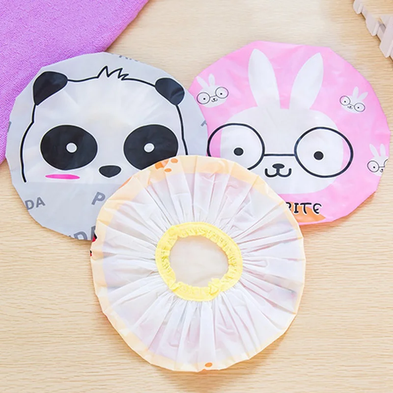 Водонепроницаемая шапочка для душа с мультяшными животными волос многоразовая