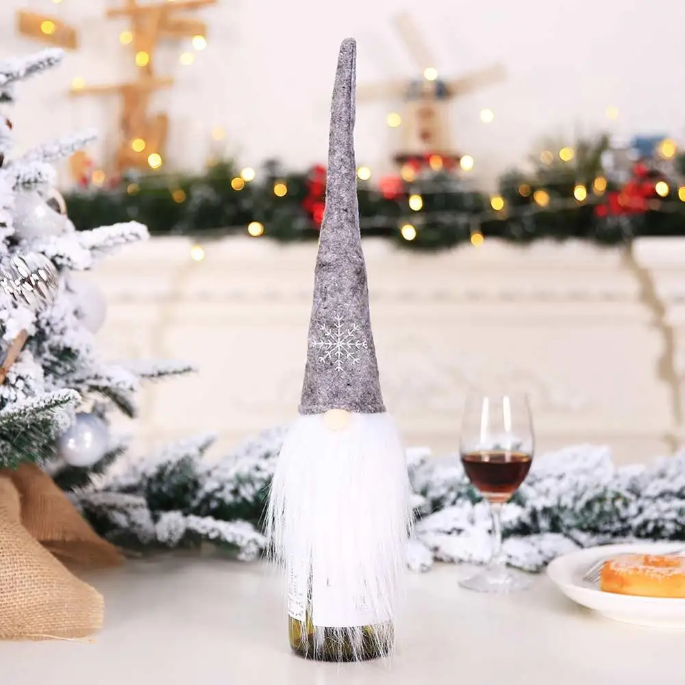 E 42X19CM Navidad Санта Клаус чехол для бутылки вина новогодние вечерние украшения стола для домашнего ужина вечерние принадлежности товары на год - Цвет: E 42X19CM