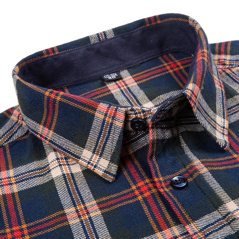 Aoliwen Large Size Flannel Plaid Long Sleeve Shirts Men 100% Cotton Soft Casual Multicolor Collared Shirts camisas para hombre