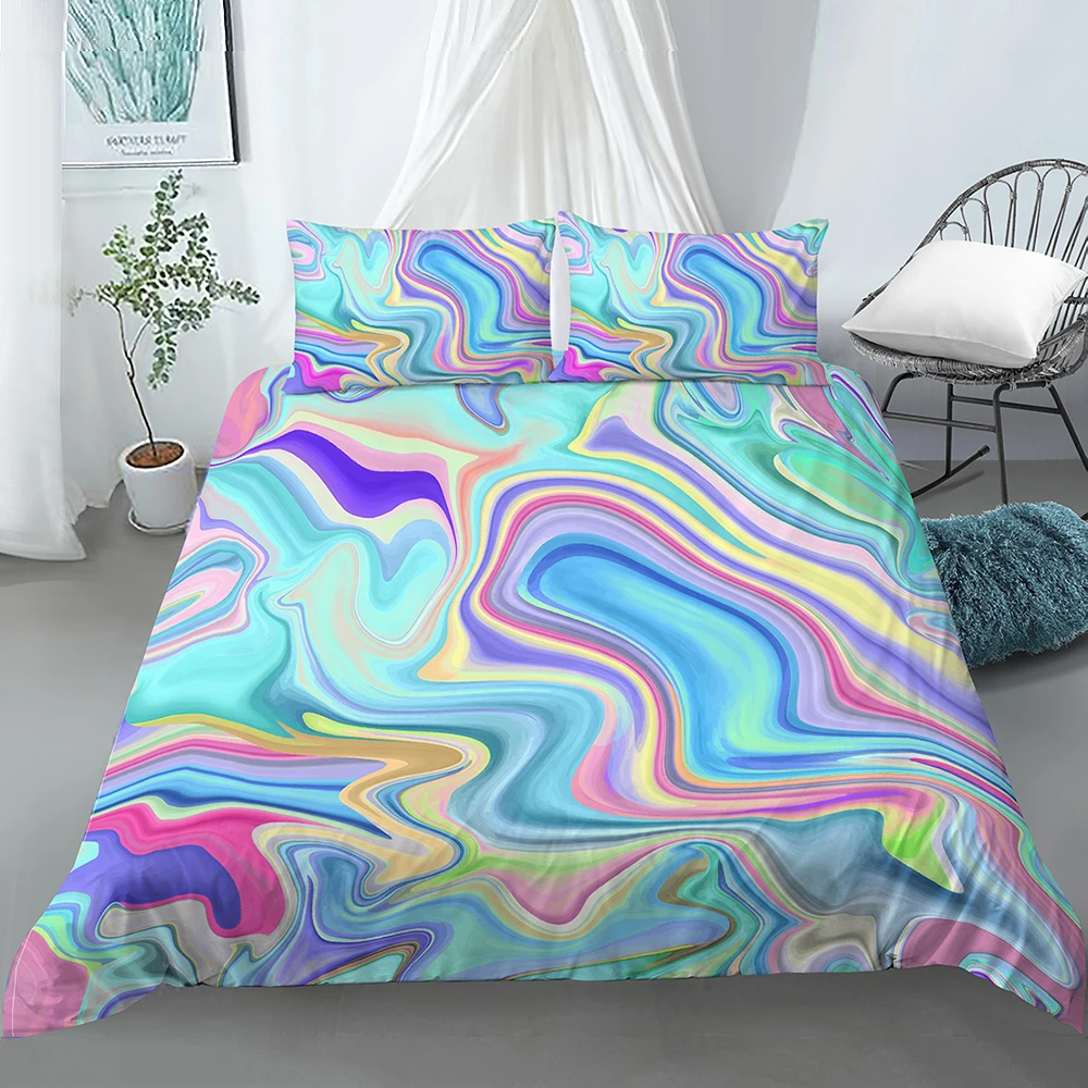 Комплект постельного белья Mystic 2/3 шт. красочная мраморная кровать детский