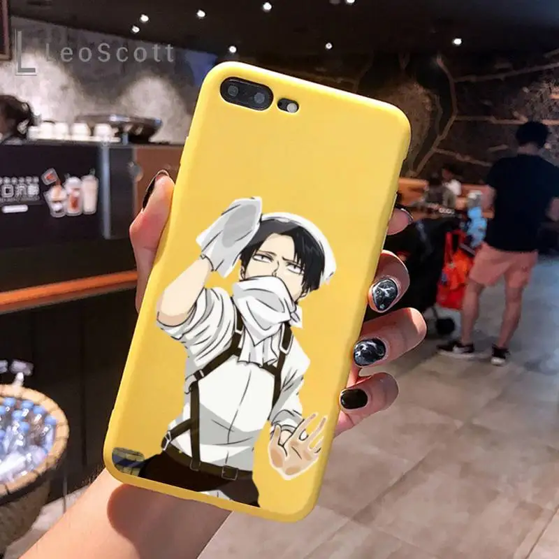 

Attack On Titan Phone Case Yellow Candy Color for iPhone 6 7 8 11 12 s mini pro X XS XR MAX Plus