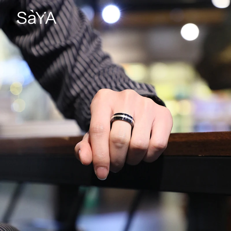 Обручальные кольца ширина 8 мм керамическая черная лента полированная