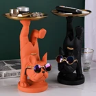 Скандинавская скульптура французского бульдога, статуя собаки, поднос для хранения ювелирных изделий и ключей, настольное украшение, подарок, художественные изделия для дома, полимерные изделия