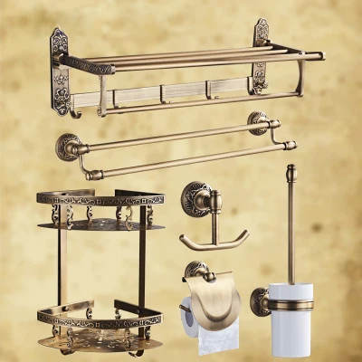 Набор аксессуаров для ванной комнаты из резного алюминия в античном стиле с