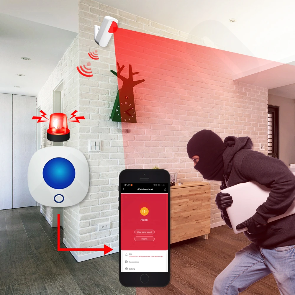 YAJADO Android и iOS Tuya WiFi домашняя система охранной сигнализации с беспроводными