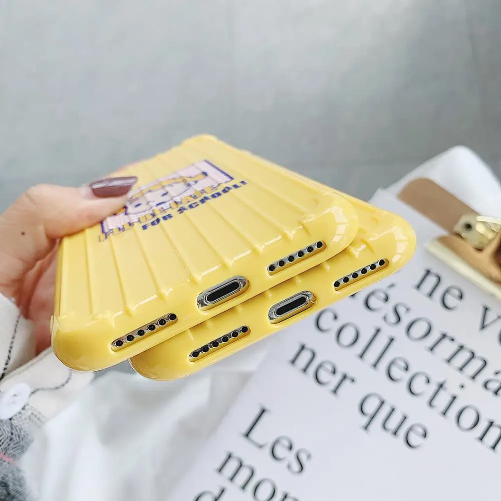 For Iphone 6 7 8 S Plus X XR XS XSMAX Pretty Yellow Cute Cartoon Girl Apple Phone Fitted Case Silicone Cover Luggage Style |