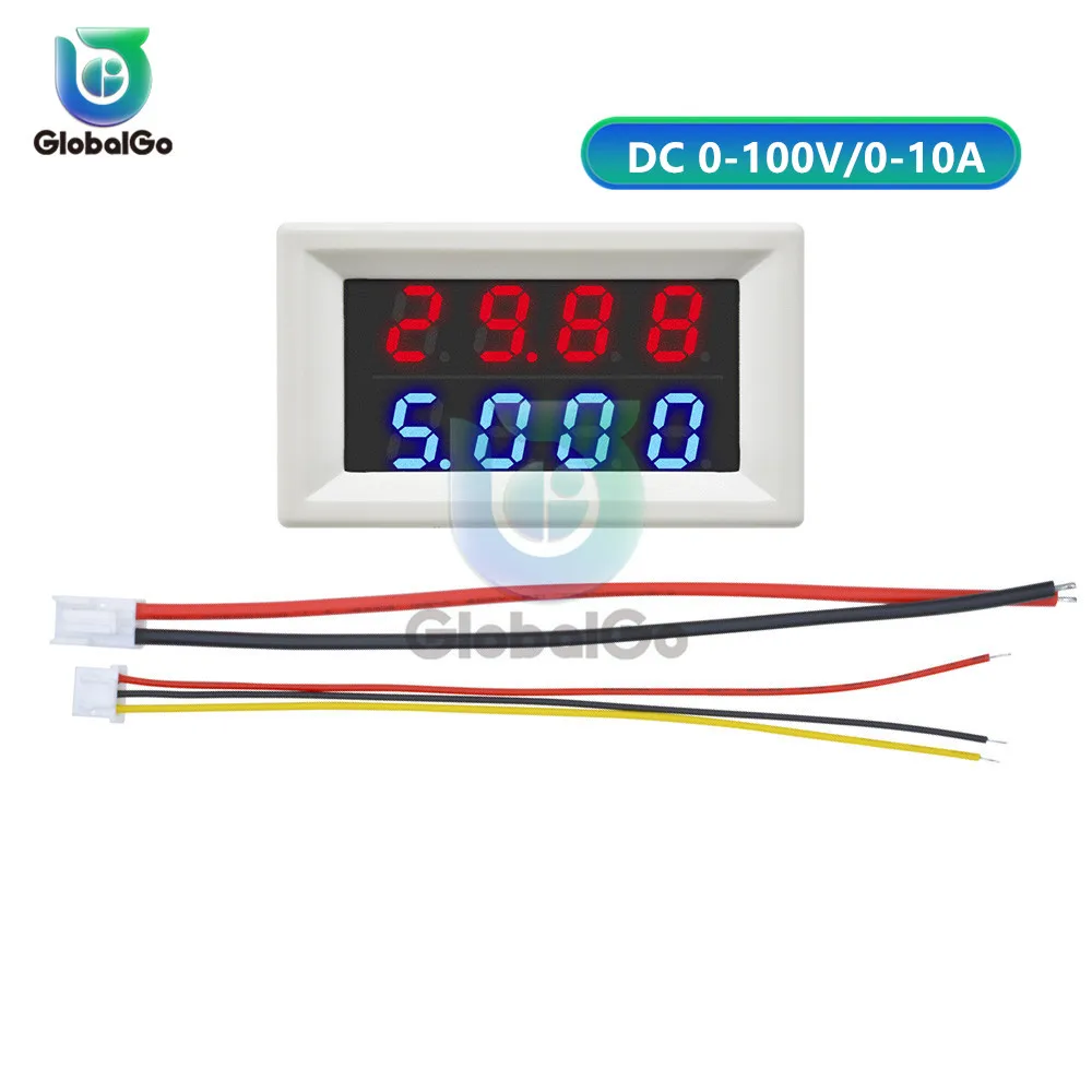 Red Blue 3 шт. постоянного тока 100 в 200 в 10 А Вольтметр Амперметр синий+ красный светодиодный дисплей Amp двойной цифровой вольт напряжение измеритель тока Калибр Тестер Открытый - Цвет: Red Blue