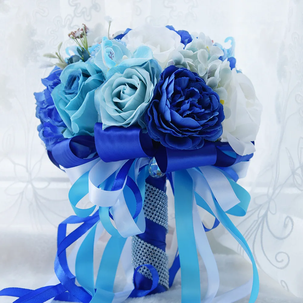 Wedding supplies D564 Blue and white rose bouquets bridal best wedding gifts for friends | Дом и сад