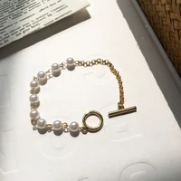 2021 trendy jewelry simulited pearl bracelet sweet korean temperament golden plating chain bracelet for girl student party gifts