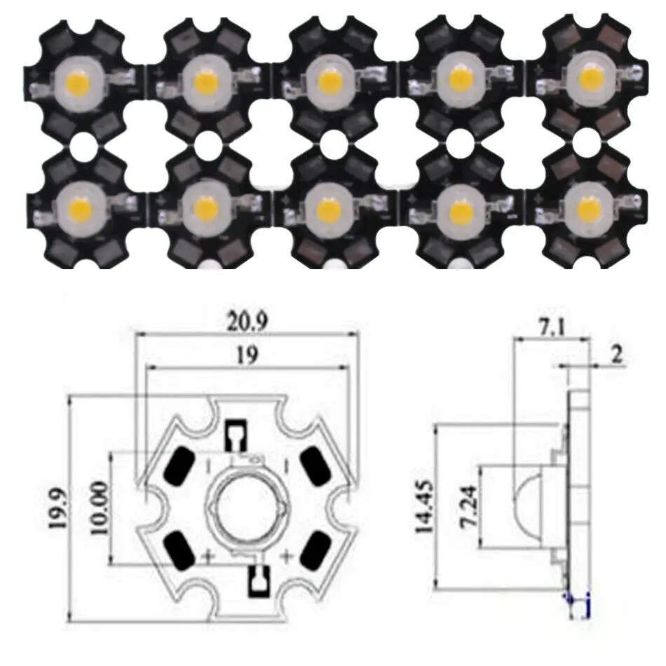 1W 3W Full spectrum white light 3.2-3.6v 350mA 700mA Spectrum LED Grow Light Diodes For DIY Plant 20mm PCB star | Лампы и освещение
