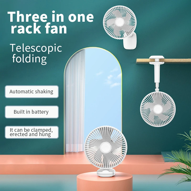 Design de Armazenamento Retrátil e Dobrável Pendurado a Parede Trole ao ar Integrado Desktop Clip-on Ventilador Elétrico ou Livre Usb F8: