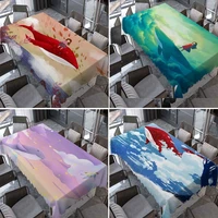 cute cartoon whale table cloth waterproof fresh mantel mesa rectangular tablecloths party dinner coffee table cover decoration