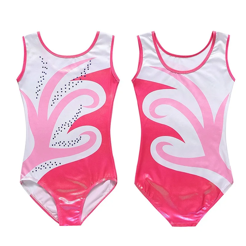 

2020 New Kids Girls Ballet Gymnastics Dance Jumpsuit Sparkle Patchwork Sleeveless Ballet Practice Leotards Sportswear Bodysuit