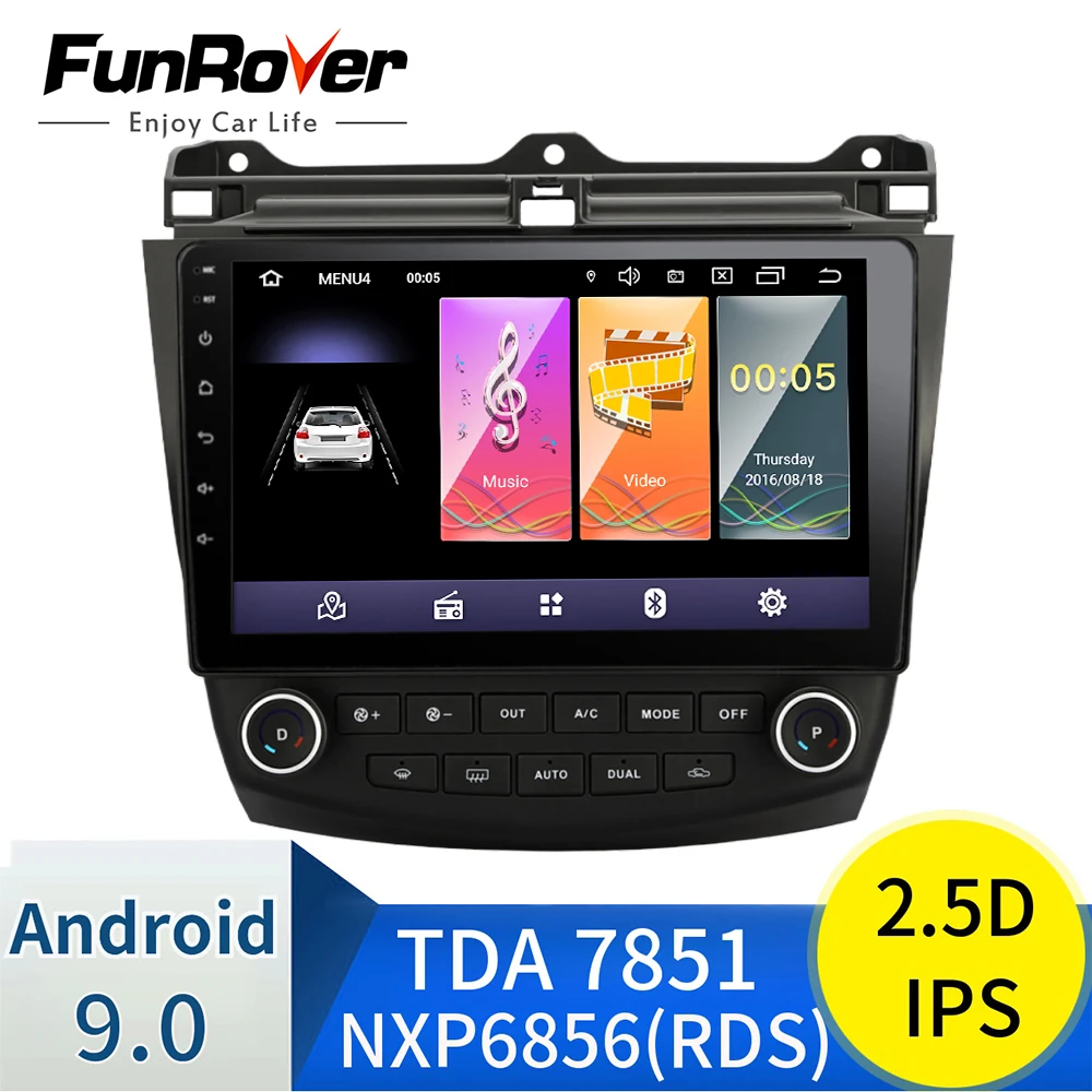 Автомагнитола 2.5D+IPS Android 9,0 4G Автомобильный Радио мультимедийный плеер для Honda Accord 7 2003-2007 навигация gps 10,1 дюймов магнитола 2 din без dvd c камера заднего вида