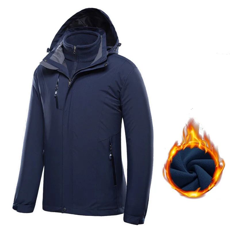 Новая трехв одная куртка для лыжных и пеших прогулок для мужчин и женщин с водонепроницаемой и дышащей мембраной, двухчастный комплект плюс размера, ветрозащитный термофлис зимний костюм.