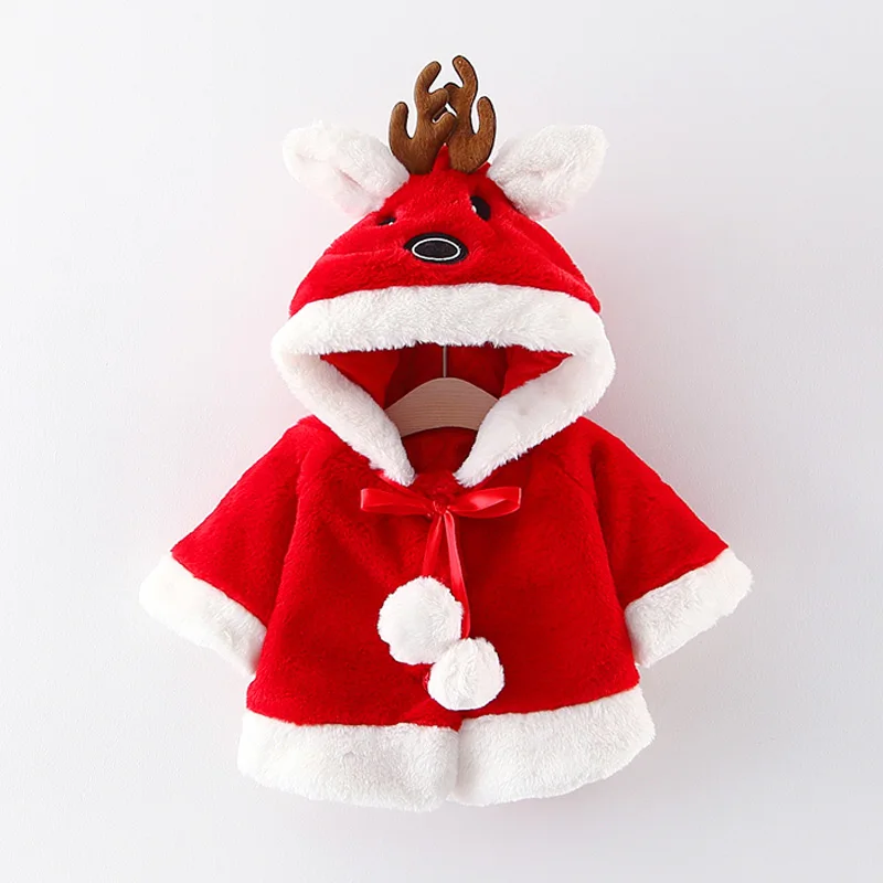 Милое дизайнерское пальто с капюшоном оленем для малышей флисовой подкладкой