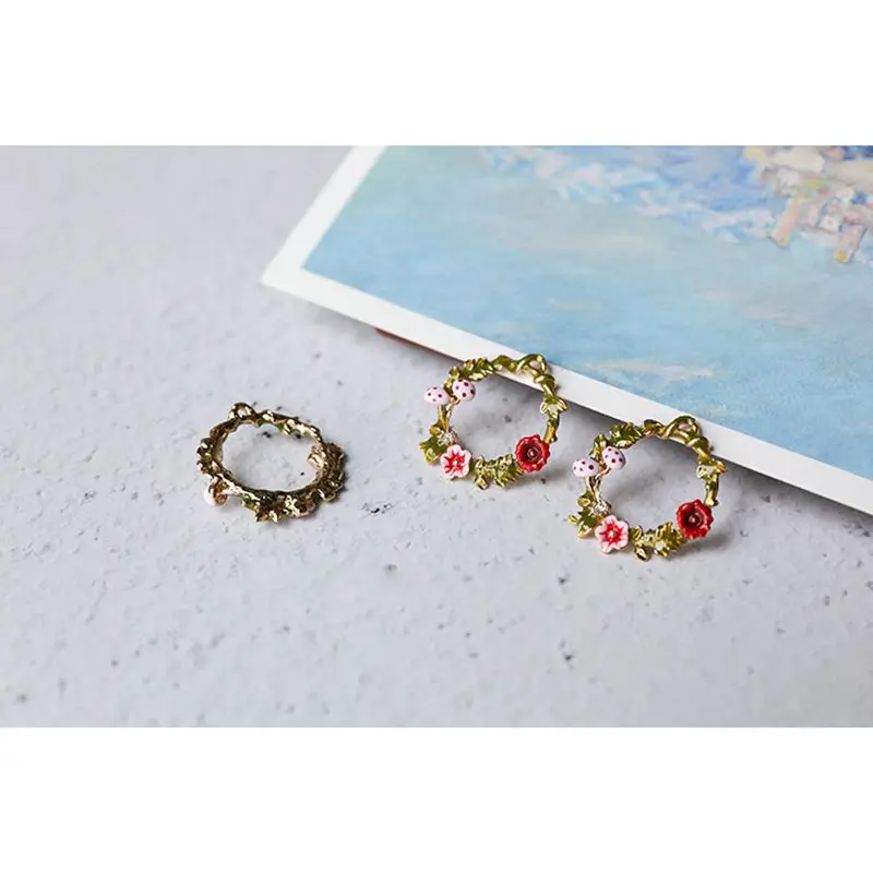 Искусство сад ветер серьги в виде попугая цветок грибной венок DIY ручной работы