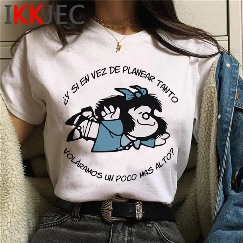 

Женская футболка Mafalda, белая футболка в японском стиле, 2021