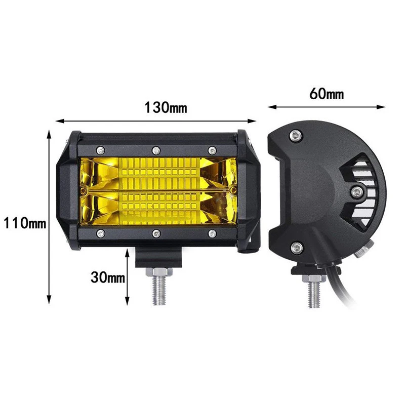 2 светодиодных рабочих фонаря 72 Вт водонепроницаемых для внедорожников, грузовиков, тракторов, прицепов, внедорожников, ATV 12V Спот Флуд Бар.