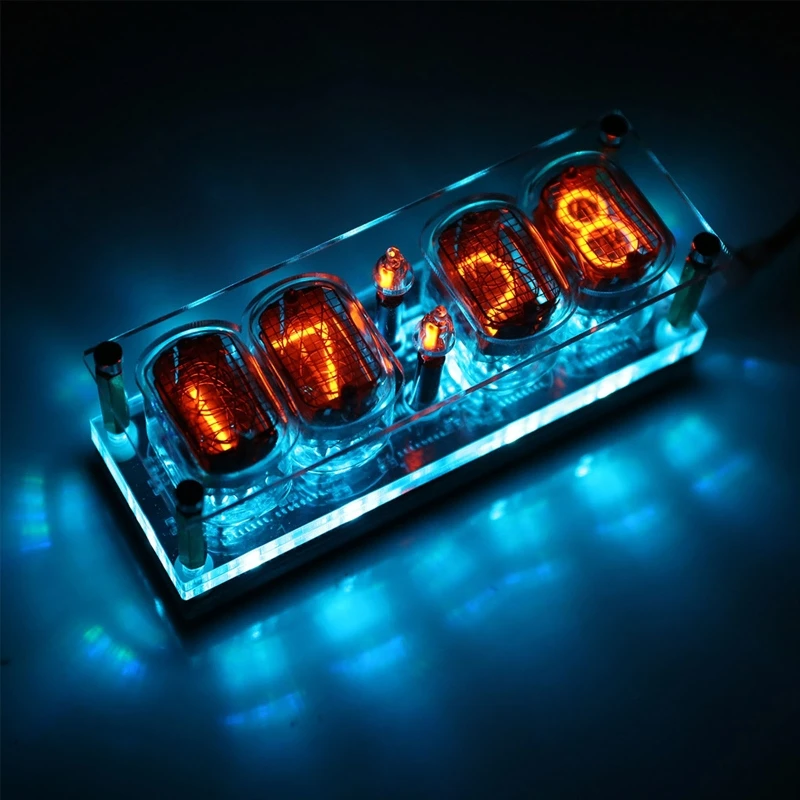 

Ретро винтажная светящаяся трубка IN-12 от бывшего Советского Союза, настольное украшение, красочные 4-разрядные светодиодные часы Nixie, украшение для компьютерного стола