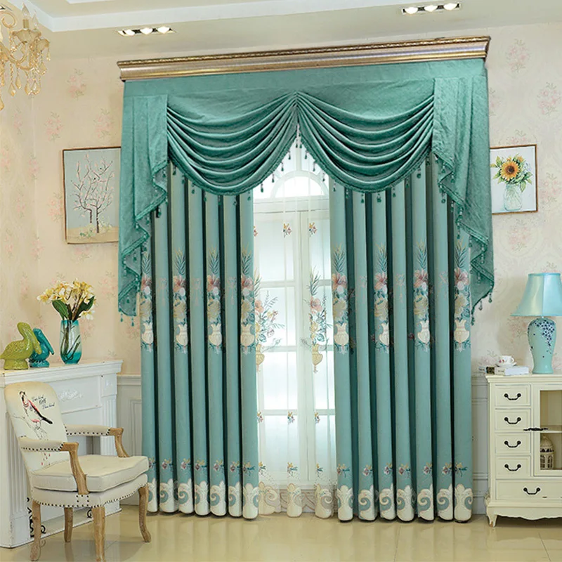 

European Style Light Luxury Curtain Exquisite Exquisite Velvet Embroidery High-end High-shading Curtains for Living Room Bedroom