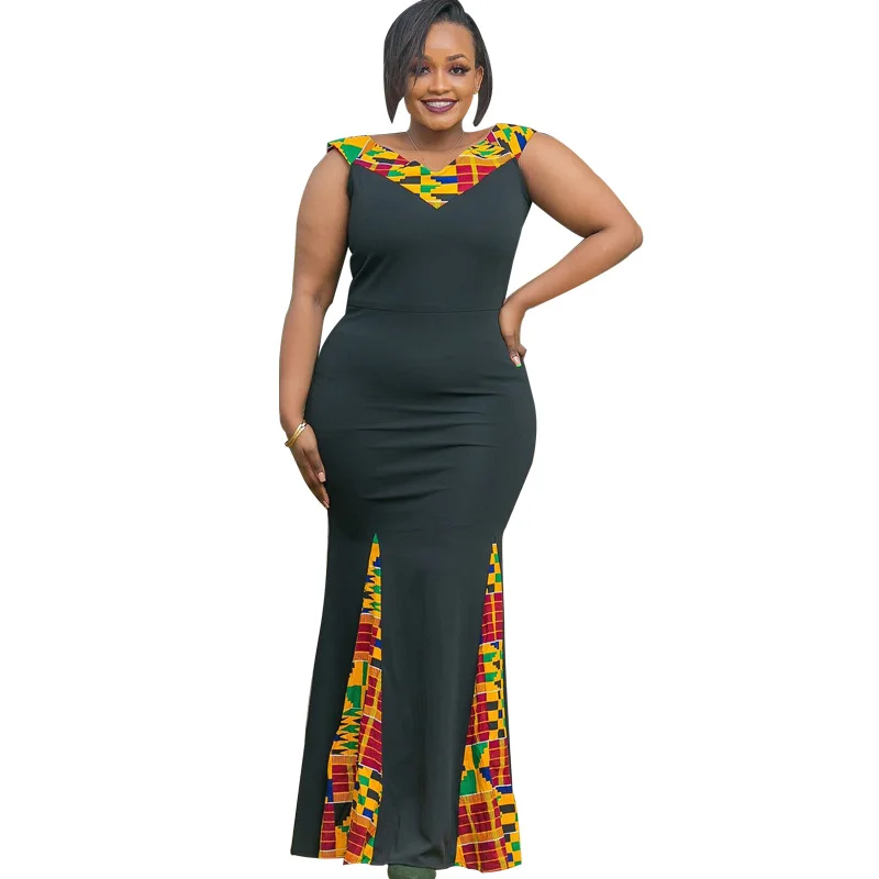 

2XL-6XL Big Size African Long Maxi Dress Women's V-Neck Backless Daily Evening Party Dress African Pleated Dresses For Women