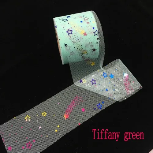 Tiffany green 25 ярд звезда блесток Тюль рулон сетка катушка органза лента для DIY юбка пачка ребенок душ День рождения Свадьба Вечеринка настольная дорожка Декор - Цвет: Tiffany green