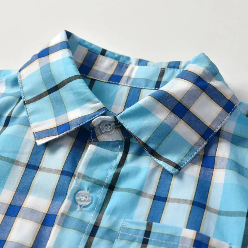 Детская Одежда Классическая клетчатая рубашка для маленьких мальчиков