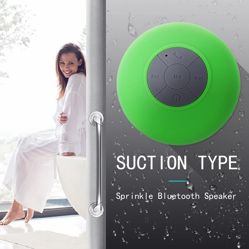 Waterproof Mini Handsfree Speaker jukeboxes Bluetooth USB 2.5 mm Microphone for Mobile with Suction Cup - Green | Электроника