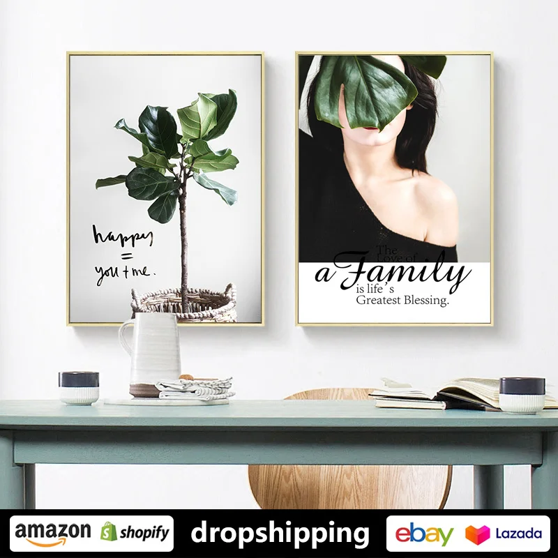 

ART ZONE Modern Creativity Potted Plant Art Painting prints Wall Art Canvas posters Artwork Bedroom Living room Home Decoration