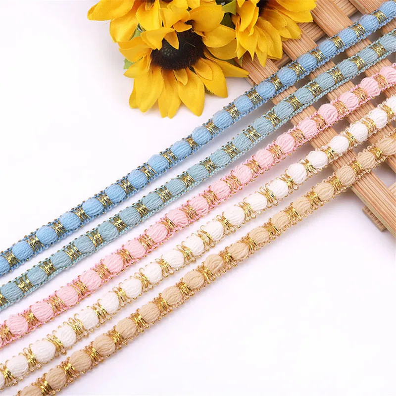 Золотая белая розовая кружевная лента Мягкая сетчатая отделка ткань для шитья