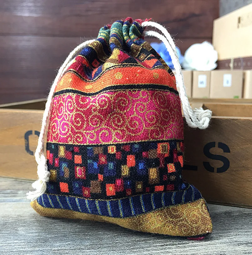 National Ethnic Stripe Gift Pouches 8x10cm 9x12cm 10x15cm 13x17cm pack 50 Party Candy Sack Jewelry Cotton Bags