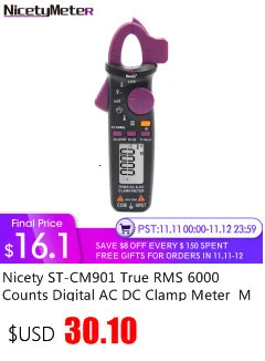Хороший ST-CM3108 6000 отсчетов цифровой истинный RMS AC ClampMeter измерение сопротивления емкости мини-клещи NCV